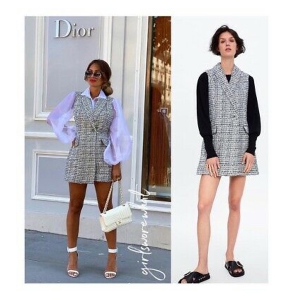 NWT Zara metallic tweed jumpsuit - Picture 2 of 15